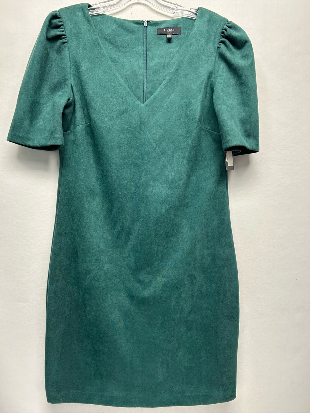 GUESS Teal V-Neck Puff Sleeve Sheath Dress